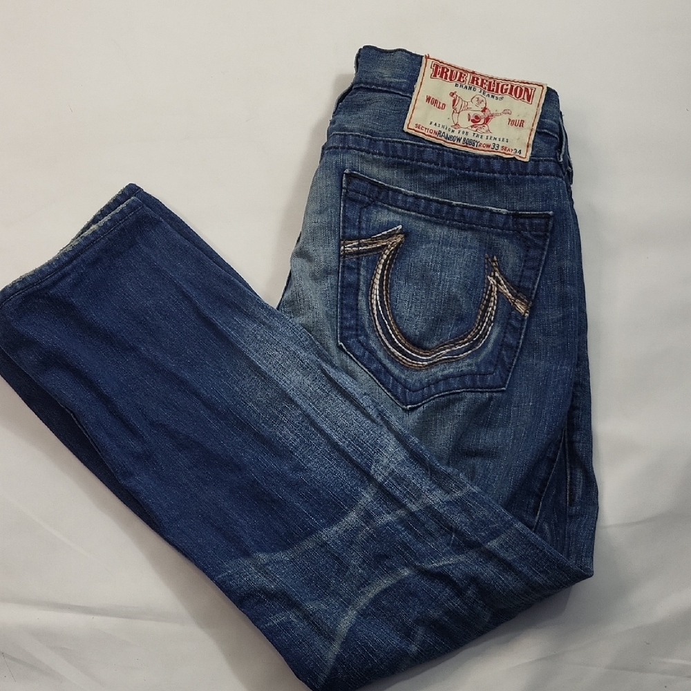True Religion Men's Dark Blue Relaxed Jeans Size 33